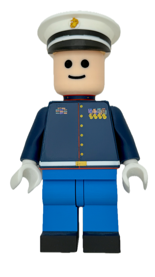 🦅🌎⚓ Big Brick Style USMC Marine Corps Dress Blues Figurine 🦅🌎⚓
