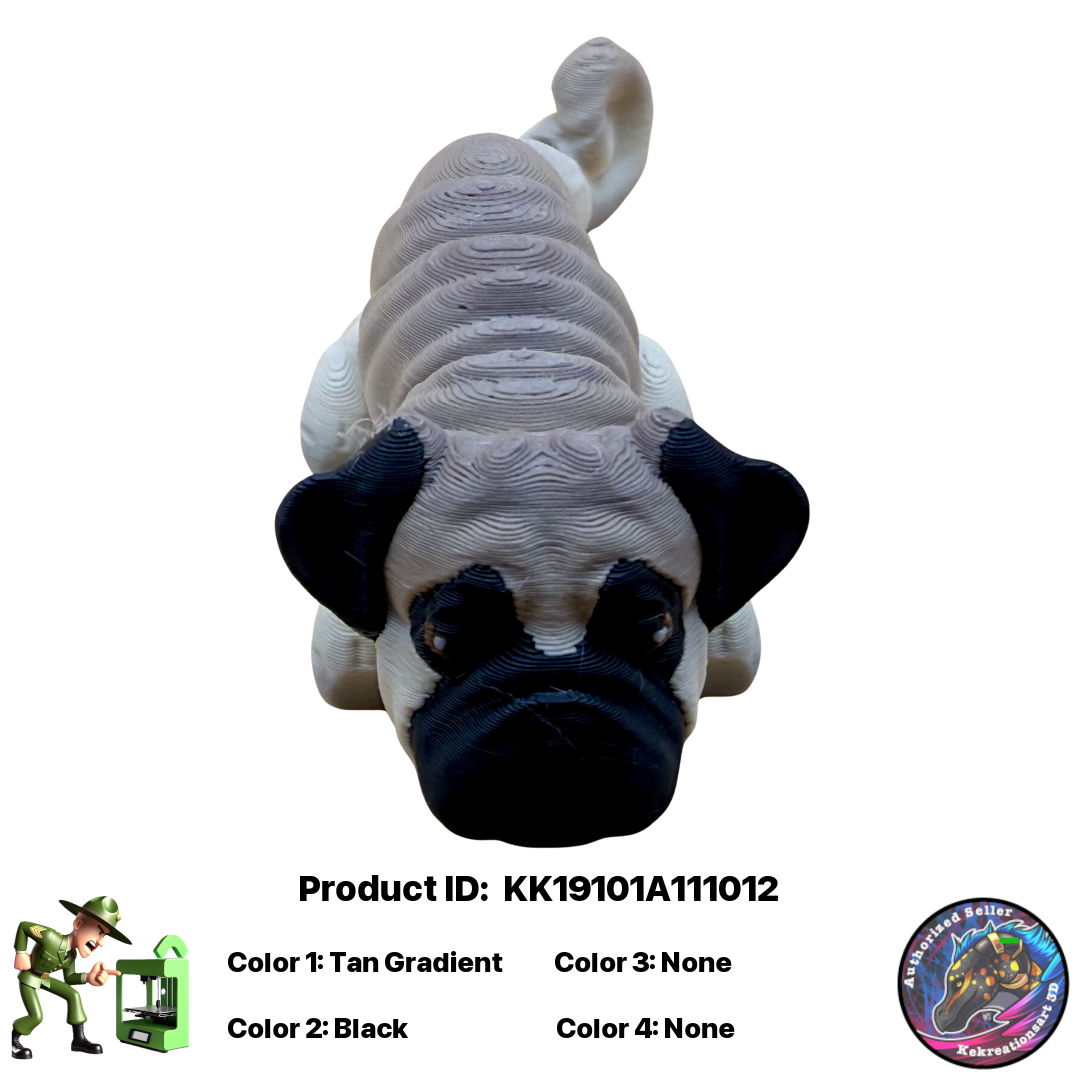 🐾 Baby Pug Puppy Figurine Pocket Pal Keychain / Zipper Pull 🐾