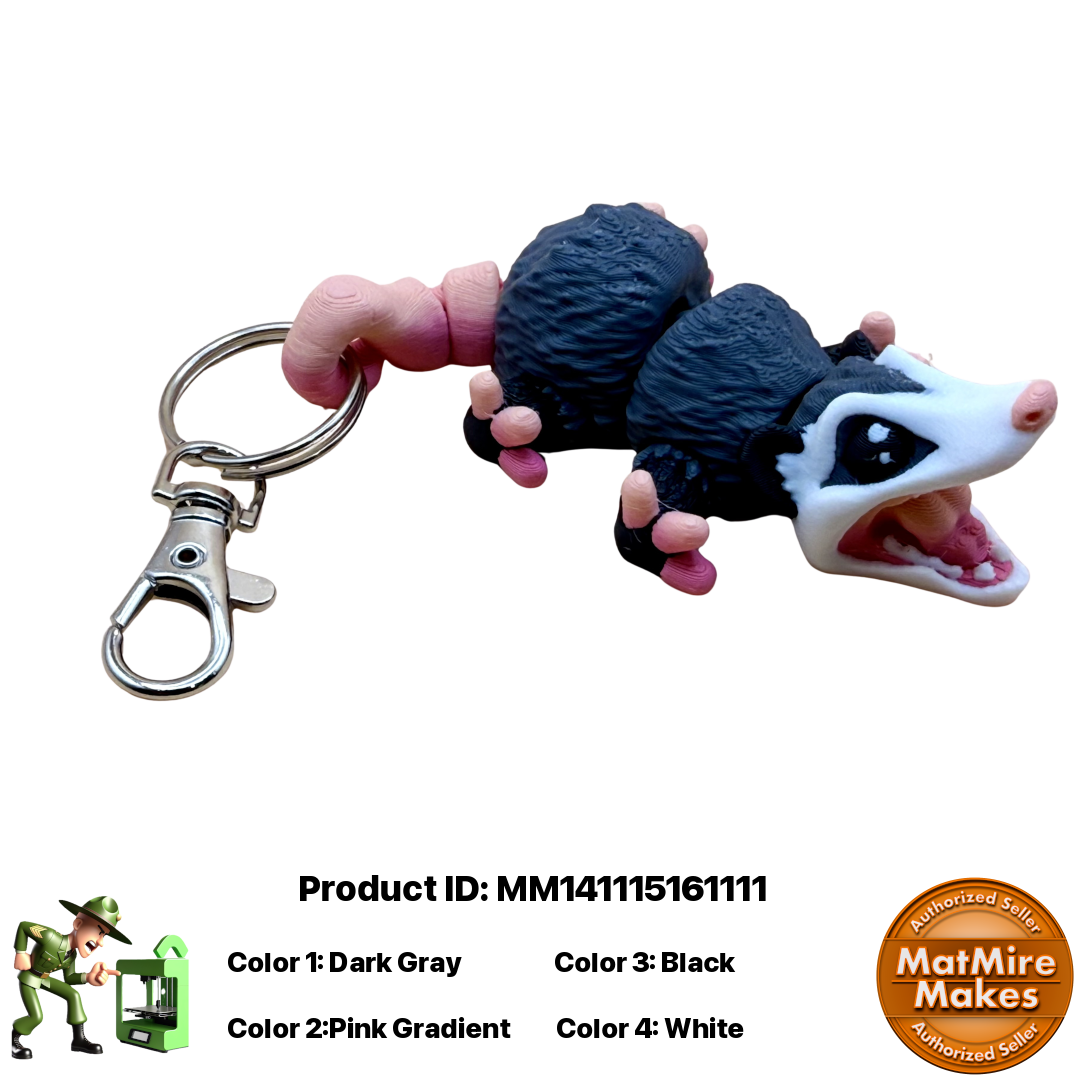🐾 Opposum Figurine Pocket Pal Keychain / Zipper Pull 🐾